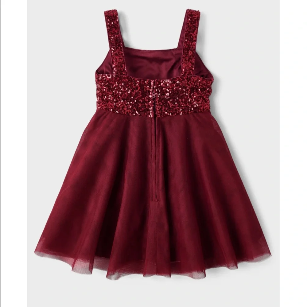 The Children’s Place Girls Size 10 Burgundy Sequin Tulle Party Dress NWT